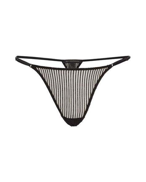 Kiki De Montparnasse Synthetic Sheer Striped G String Thong In Black Lyst