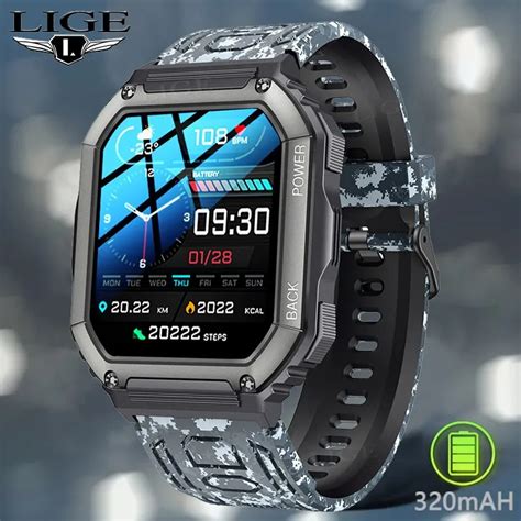 Lige New Smart Watch For Men Full Touch Screen Sports Fitness Watches Bluetooth Call Waterproof