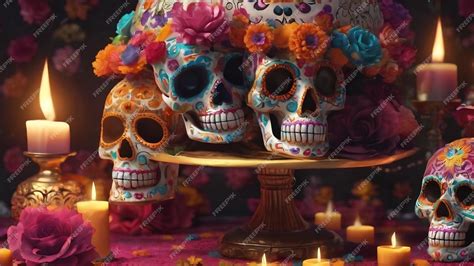 Premium AI Image | 3d rendering for day of the dead dia de muertos ...