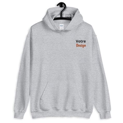 Sweat Capuche Personnalis Brod Gris Livraison Rapide