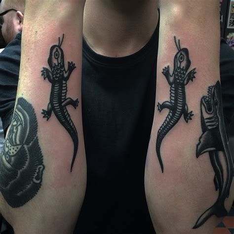 Two Black Lizard Tattoos Tattoogrid Net