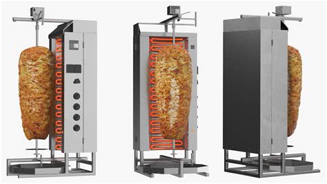 Vertikaler Rotisserie Grill mit Döner Kebab 3D Modell 59 3ds blend