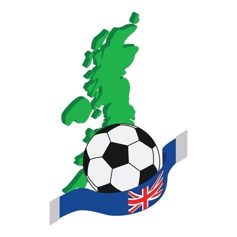 Uk sport icon isometric vector. Soccer ball and flag on background of ...