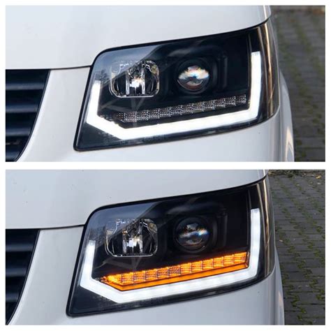 Scheinwerfer DRL LED Tagfahrlicht für VW T5 Bj 03 09 Schwarz im T6