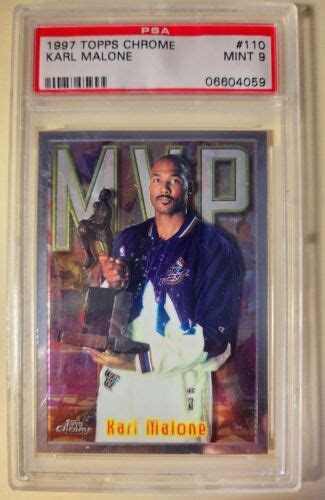 Karl Malone Mvp 1997 98 Topps Chrome Psa 9 Mvp 110 Checklist Ebay