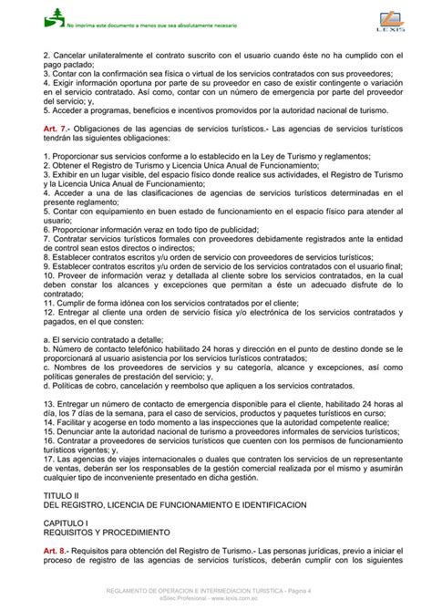 Reglamento De Operacion E Intermediacion Turistica Pdf