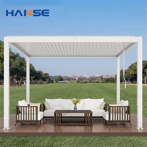 Motorized Arches Awnings Luxury Garden Gazebo Opening Louvred Roof