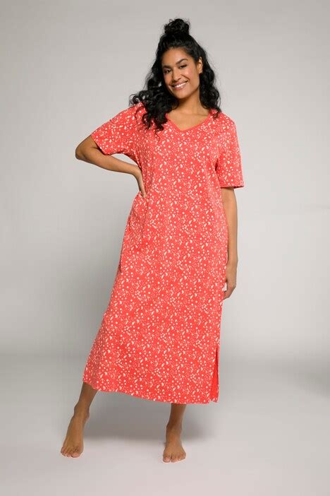 Dot Print V Neck Short Sleeve Cotton Nightgown Nightgowns Sleepwear