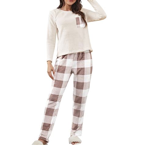 Hthjsco Womens Pajama Set Long Sleeve Warm Womens 2 Piece Thickened