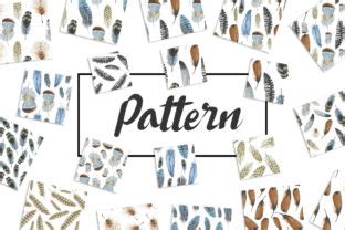 Watercolor Feather And Patterns Graphic By Mystocks Creative Fabrica