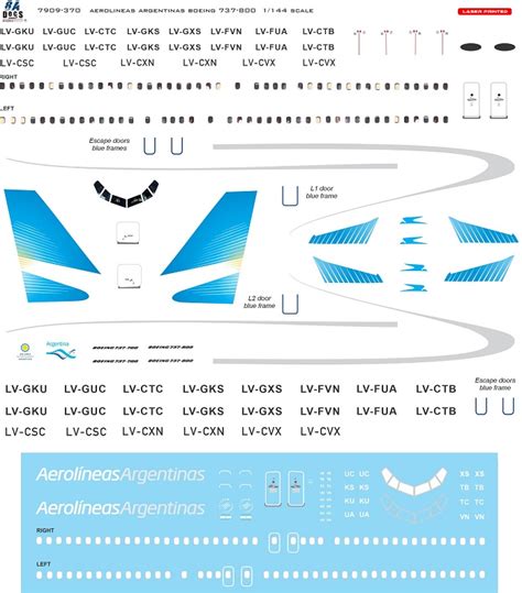 8aDecs Decals Catalogue Aerolineas Argentinas Boeing 737 800