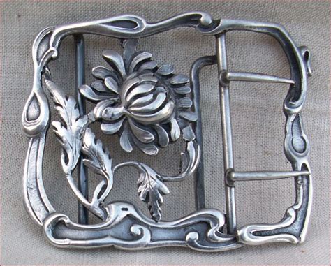 French Art Nouveau Sterling Silver Belt Buckle Art Nouveau