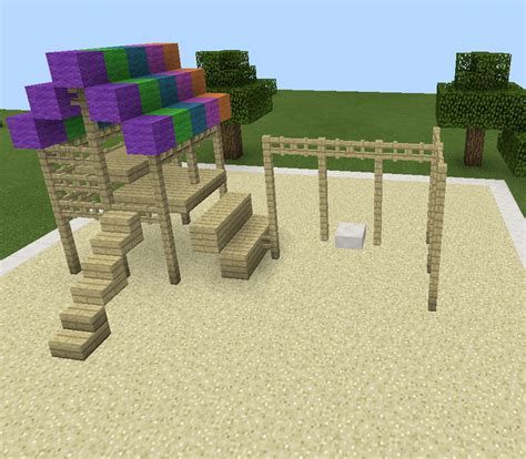 Minecraft Rainbow Playground Swing Set Wood Cool Minecraft Creations