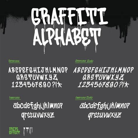 A set of Graffiti alphabet. Cool digital graffiti font. 16829877 Vector ...