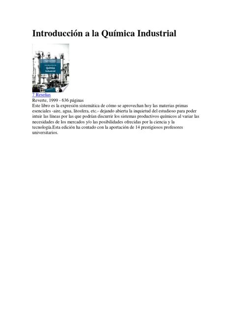 Pdf Introduccion A La Quimica Industrial Pdf Dokumen Tips