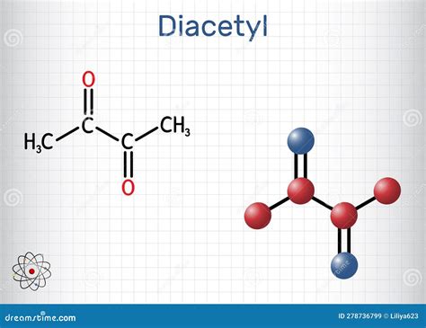 Diacetyl Molecular Structure D Model Molecule Butanedione