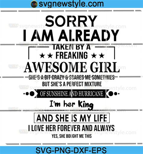 Sorry I Am Already Svg Awesome Girl Svg