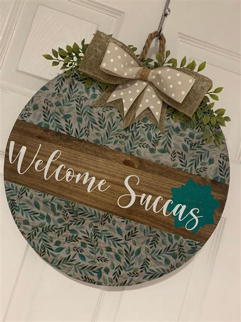 Welcome Succas Door Sign Succulent Theme Door Decor Plant Lady Welcome
