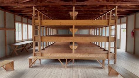 Barracks Interior Wooden Bunk Beds Dachau Stock Footage Video (100% ...