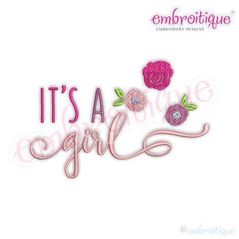 It S A Girl Instant Download Machine Embroidery Design Girls With Flowers Embroidery