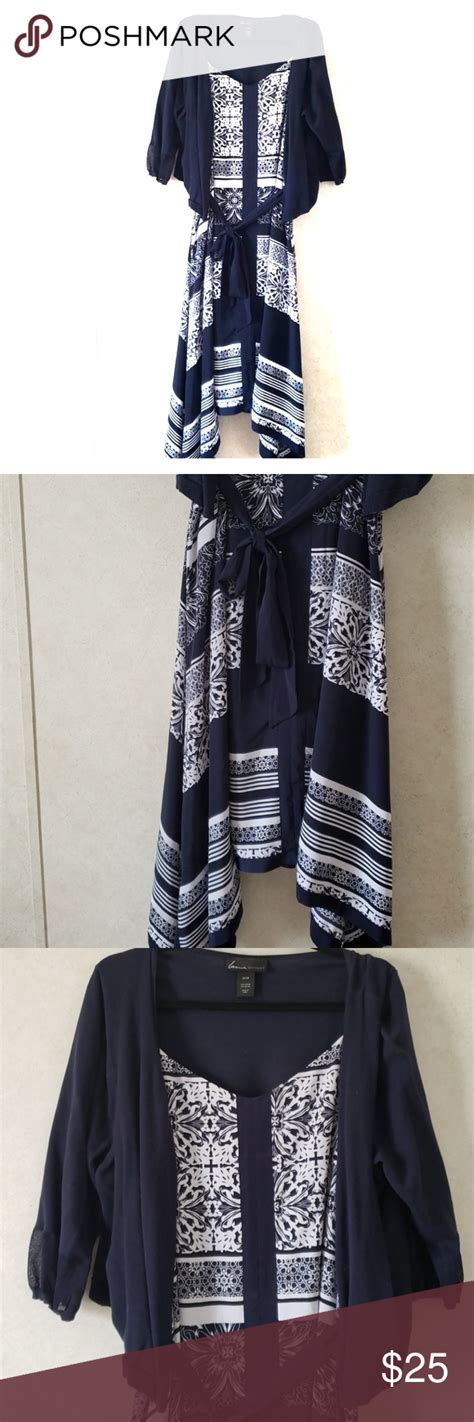 Navy Blue And White Lane Bryant Dress Size 26 28 Lane Bryant Dresses