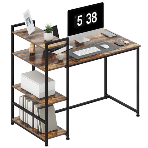 Winsome Wood 29330 Black Bailey Leaning Wood Desk With Shelves ...