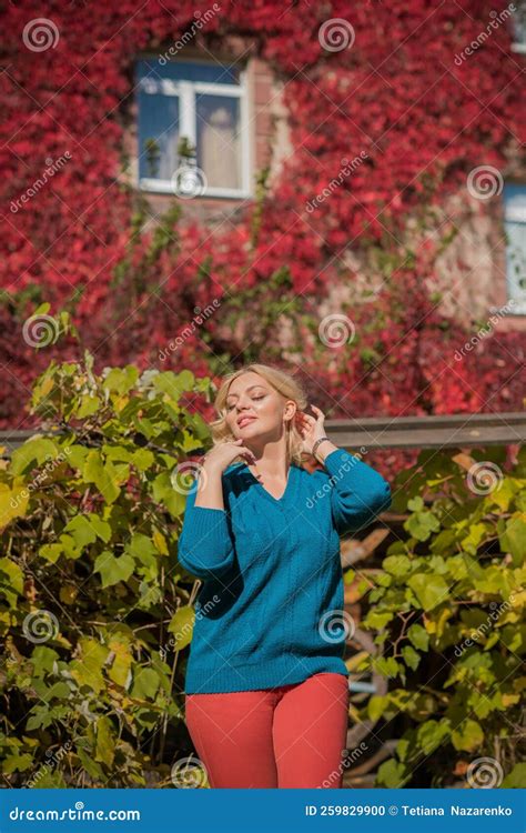 Autumn Vibes Blonde Chubby Woman Plus Size Concept Stock Photo Image Of Overweight Body