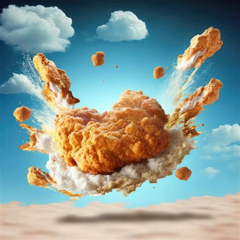 Una Imagen De Un Nugget De Pollo Con Nubes Y Las Palabras Nuggets De