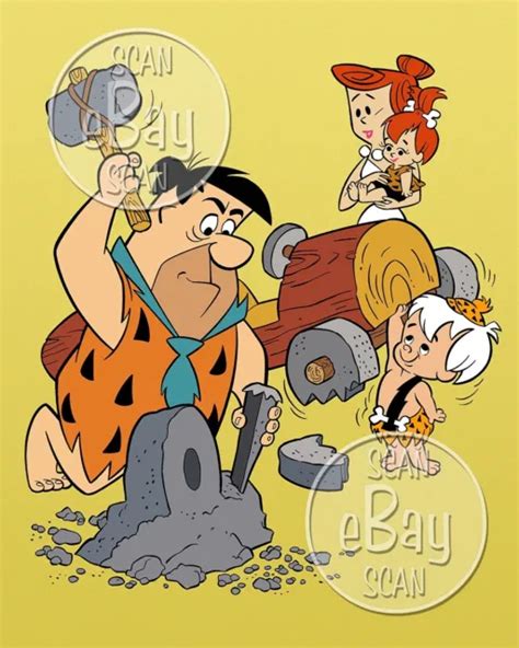 Rare Flintstones Cartoon Tv Photo Hanna Barbera Studios Pebbles And Bamm