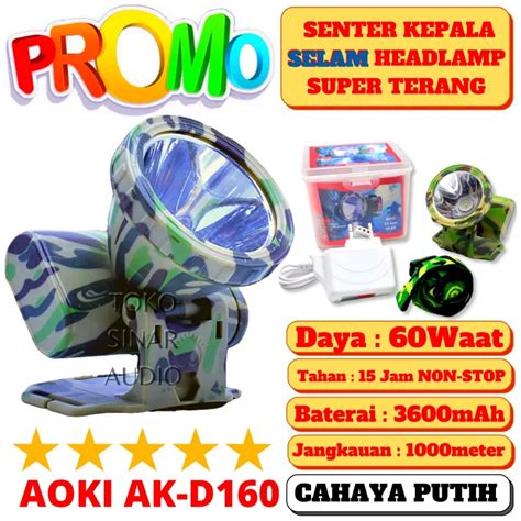 Senter Kepala Selam Diving Motif Army AOKI AK D160 60w 60 Watt Super