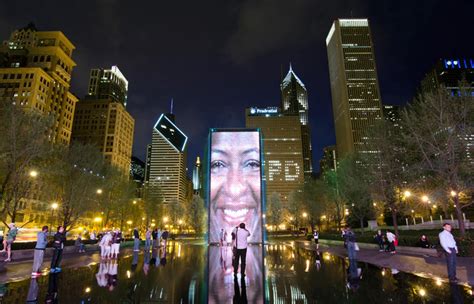 Millennium Park Fountain Night