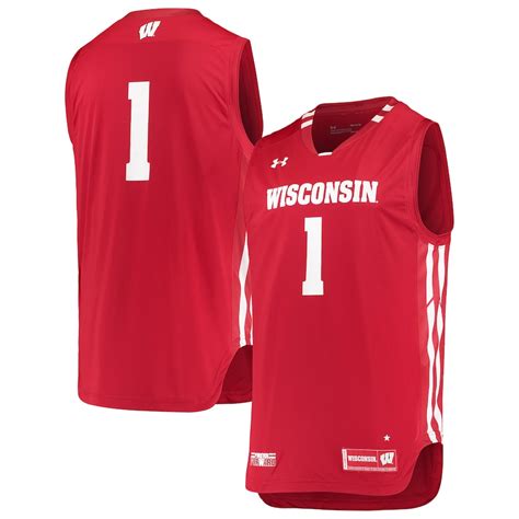 1 Wisconsin Badgers Under Armour Replica Basketball Jersey Red