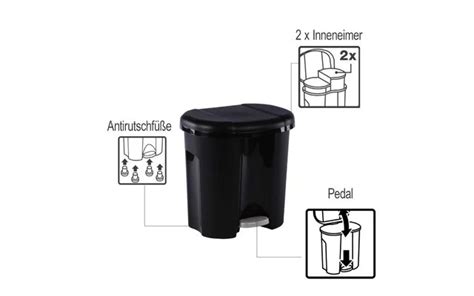 Rotho Waste Bin Duo X Liters Black Is Simple Modern Style