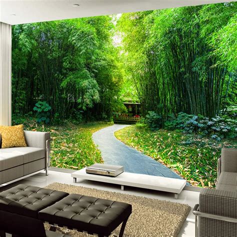 Wallpaper 3d Wall Mural Large Custom Custom Any Size Natural Bamboo Trail Scenery Mural Living