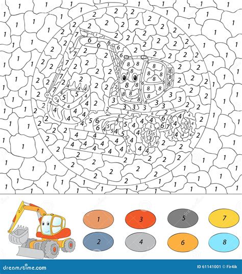 Couleur Par Le Jeu éducatif De Nombre Pour Des Enfants Excavatrice De