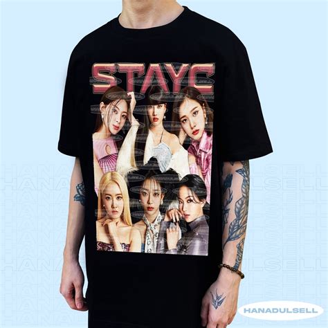 Stayc Korean Vintage Bootleg Oversized Unisex Black Shirt Kpop Dtg