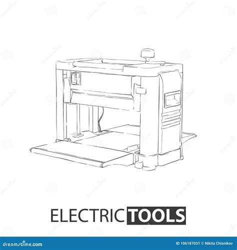 Thicknesser Machine On White Stock Vector Illustration Of Carpentry