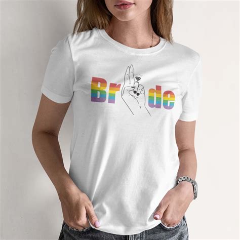 Lesbian Bride Rainbow Shirt Same Fingers Forever Etsy