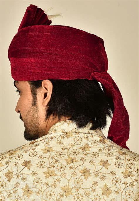 Buy Solid Color Velvet Turban In Maroon Online Mqt Utsav Fashion