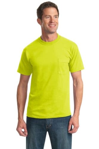 Safety Green Jerzees Heavyweight Blend 50 50 Cotton Poly Pocket T Shirt