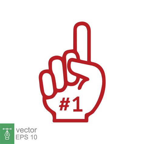 Number 1 foam glove icon. Red number one fan hand glove. Simple flat ... 