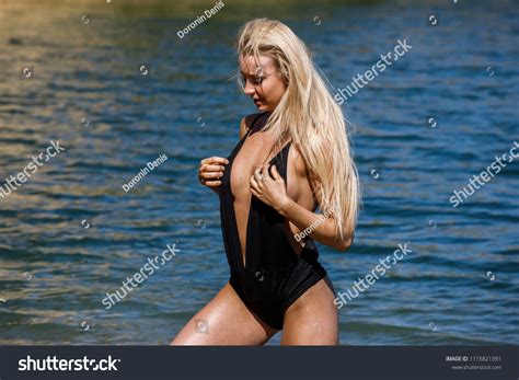 Beautiful Sexy Blonde Girl Swimsuit Posing Stock Photo Shutterstock