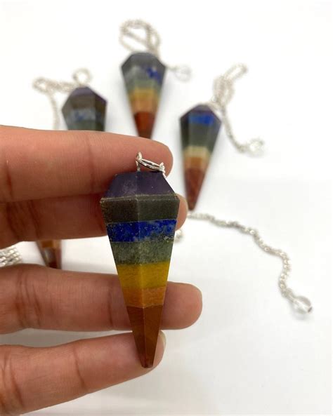 Chakra Bonded Facet Gemstone Pendulum Healing Dowsing Energy