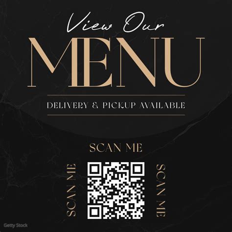 Elegant Classy Minimal Printable Menu Qr Code Template Postermywall