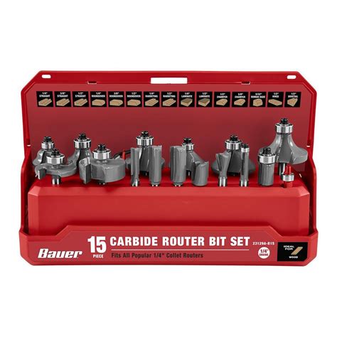 Carbide Router Bit Set, 15-Piece