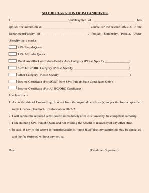 Fillable Online Example Of Self Declaration Form Templates