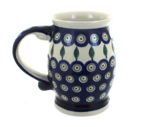 Blue Rose Polish Pottery Peacock Beer Mug 1 Fred Meyer