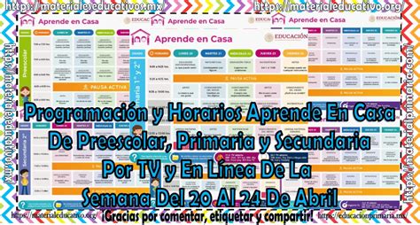 Horarios De Aprende En Casa Para Segundo Grado De Secundaria