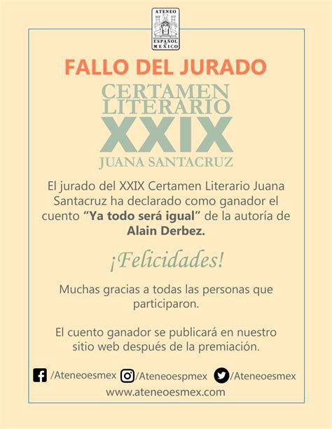 Fallo Del Jurado Del Xxix Certamen Literario Juana Santacruz