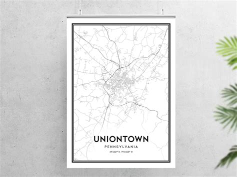 Uniontown Map Print Uniontown Map Poster Wall Art Pa City | Etsy